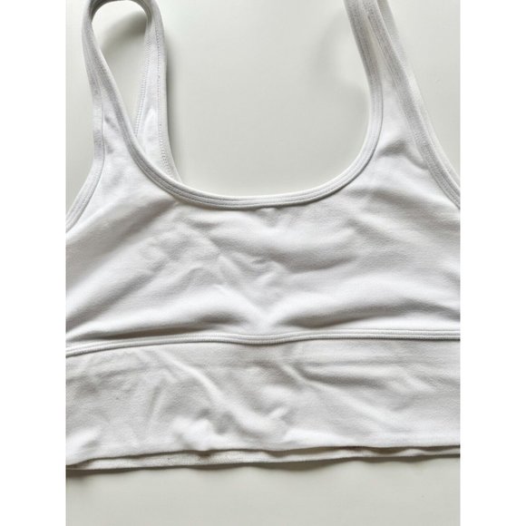 Aritzia TNA TnaButter White Slim Fit Scoop Neck Mini Longline Bra Top, Size M - Picture 2 of 13